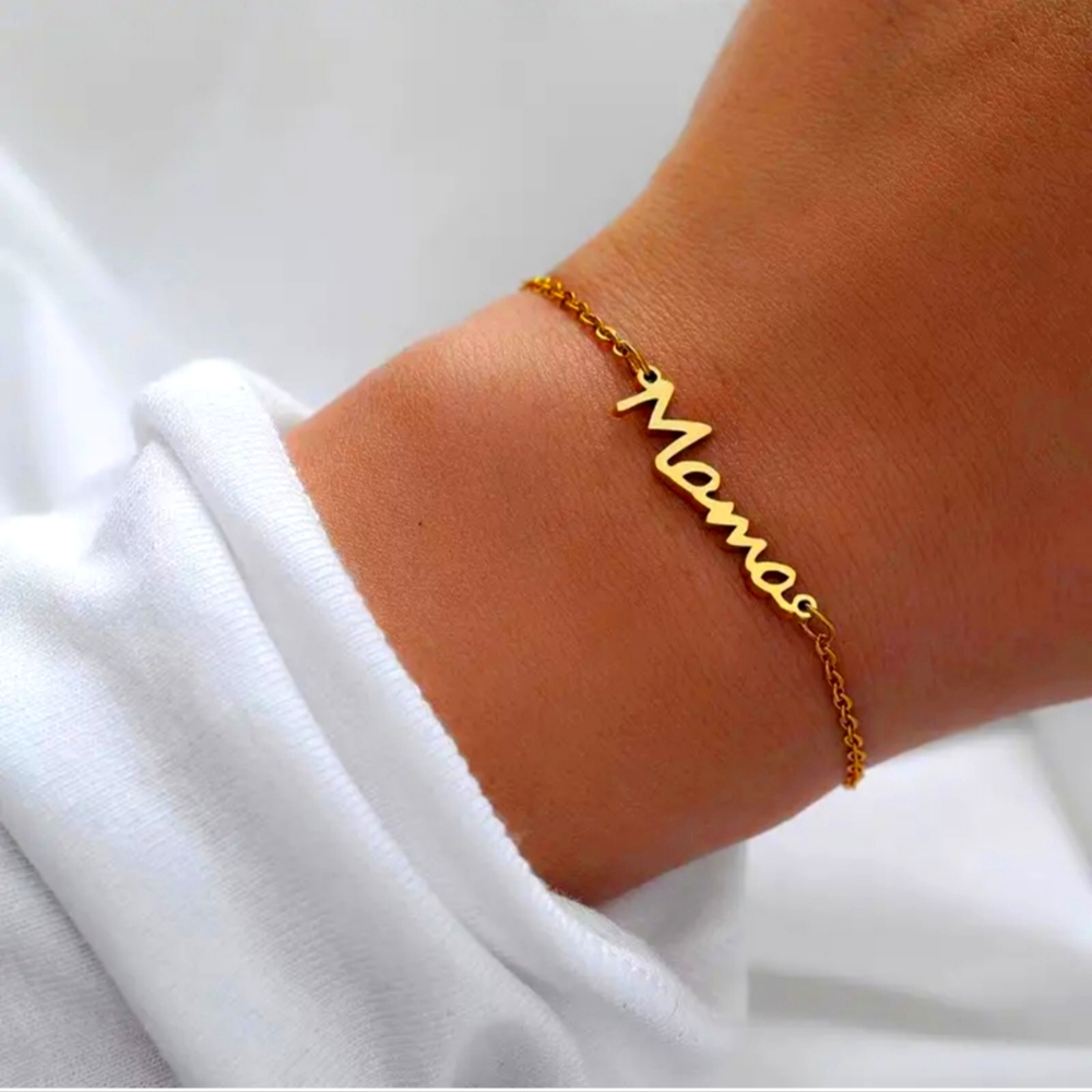 18k Gold Bracelet Gift for Mom  Mother's day gift Bracelet " Mama "